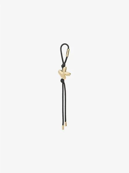 Initial Gold-Tone and Speckled Cord Bag Charm