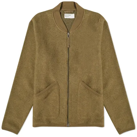Wool Fleece Zip Bomber Jacket