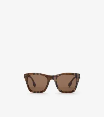 Check Square Sunglasses in Birch brown