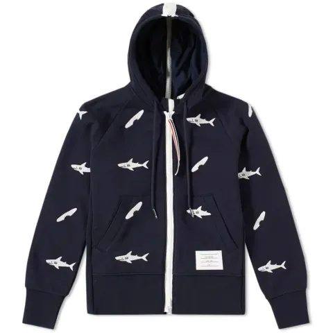 Embroidered Shark & Surfboard Hoody