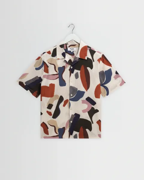 Didcot - Ecru and Multicolour Abstract Shapes Short-Sleeve Shirt