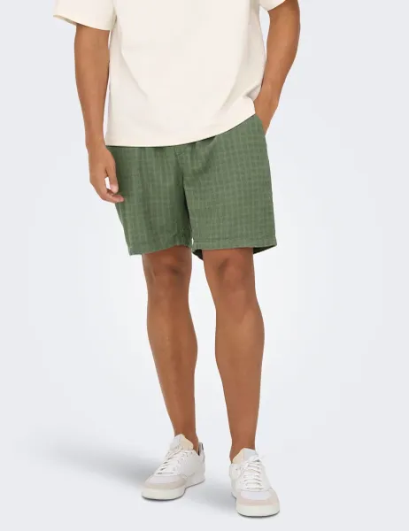 Only & Sons Latham Regular Fit Shorts with Linen Khaki