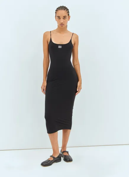 Logo Print Midi Dress
