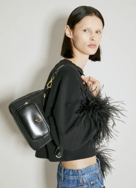 Re-Nylon Logo Plaque Shoulder Bag