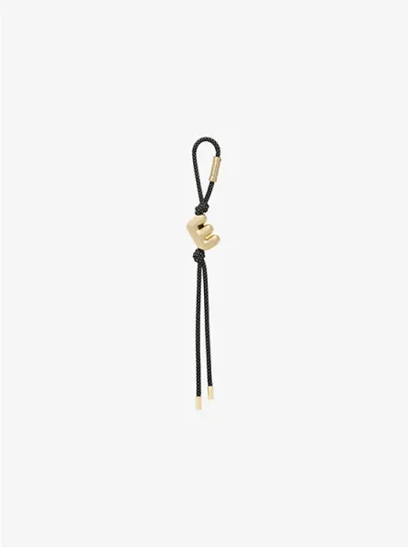 Initial Gold-Tone and Speckled Cord Bag Charm