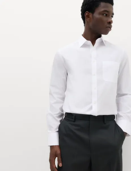 Marks & Spencer 2 Pack Extra Slim Fit Easy Iron Cotton Blend Shirts White