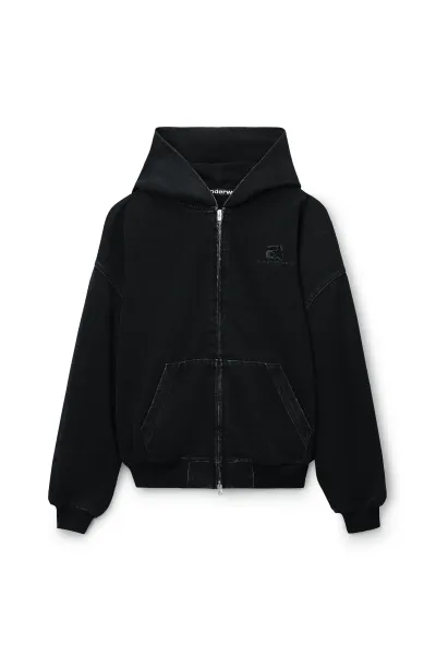 BRUSHED DENIM OVERSIZED HOODIE