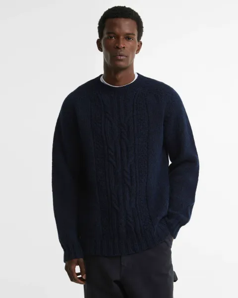 BARBOUR Scottish Made Natural Yarn Cable Knit Jumper
