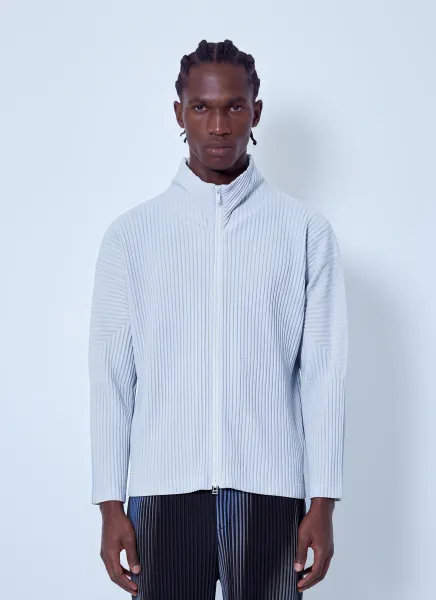 Pleated Zip-Up Cardigan