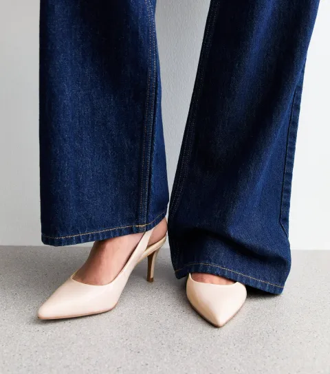 Women's Off White Faux Patent Slingback Pumps Vegan