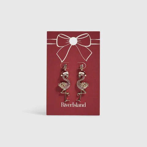 River Island Christmas Flamingo Earrings