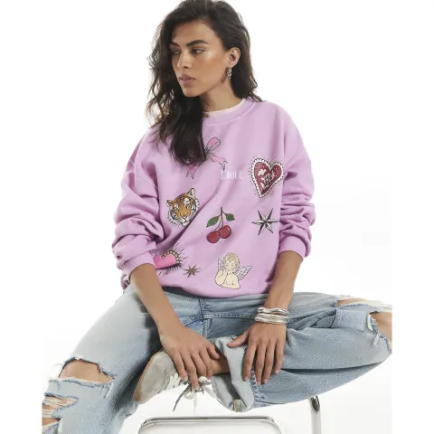 River Island Quirky Cherub Hotfix Sweatshirt