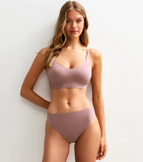 Women's Pink Bonded High Waist Thong