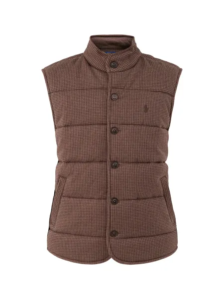 Polo Ralph Lauren Cotton Small Dogtooth Check Gilet - Brown Heather