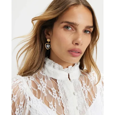 River Island Painted Heart Drop Earrings