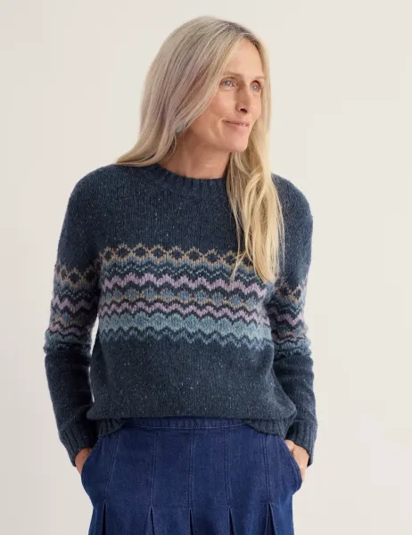 Seasalt Cornwall Merino Wool Rich Fairisle Crew Neck Relaxed Jumper