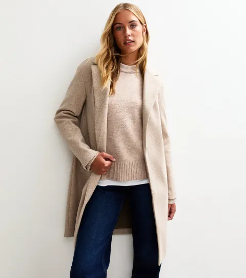 New Look Women's Tall Mink Unlined Open Long Coat