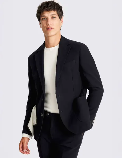 Moss Tailored Fit Pure Cotton Suit Jacket Navy