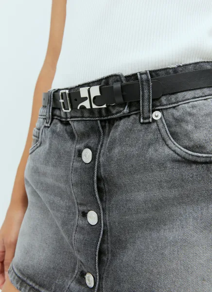 Logo Plaque Leather Belt