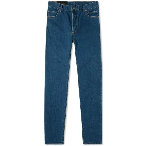 Monogram Embossed Pocket Mid Wash Slim Jean