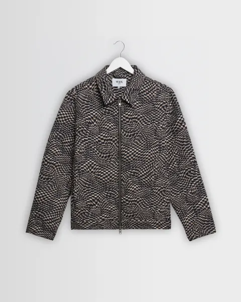 Park - Navy and Brown Wave Jacquard Jacket