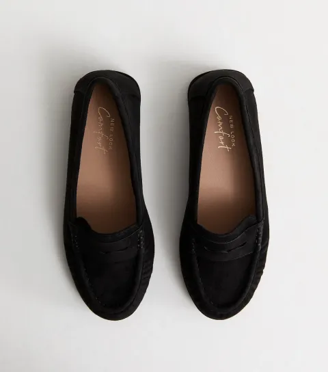 Women's Black Faux Suede Loafer Vegan