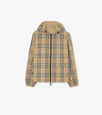 Reversible Check Newport Hooded Jacket in Sand beige - Men, Nylon