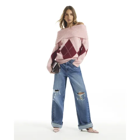 River Island Argyle Knit Bardot Jumper