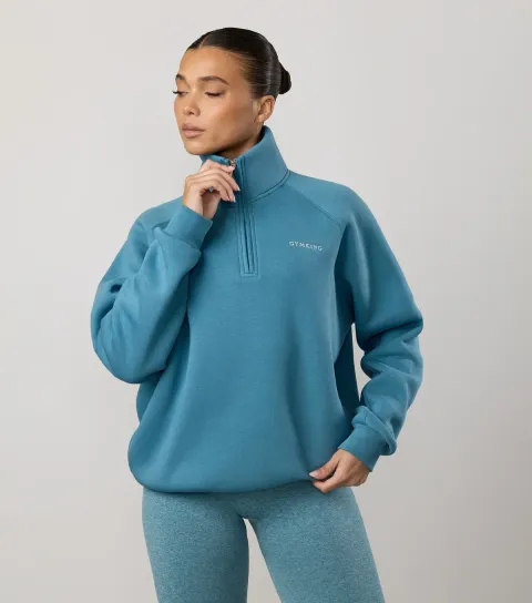 Women's Light Blue 365 Raglan Sleeve Quarter Zip Sweatshirt