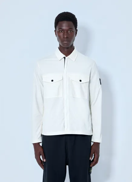 Zip-Front Overshirt with Flap Pockets