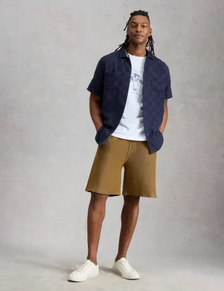 White Stuff Pure Cotton Checked Short Sleeve Shirt Navy