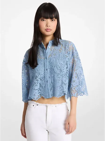 Corded Floral Lace Cropped Blouse