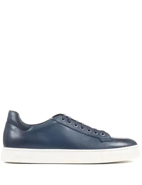 Jones Bootmaker Leather Lace Up Trainers Navy