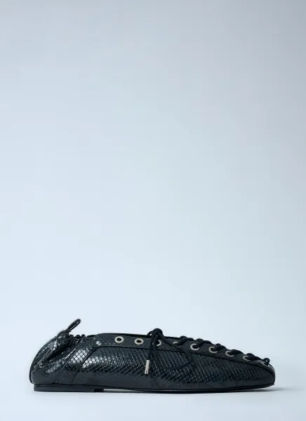 Eyelet Lace-Up Ballerina Flats