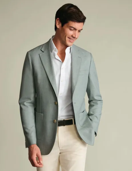 Charles Tyrwhitt Slim Fit Wool Rich Suit Jacket Teal Green