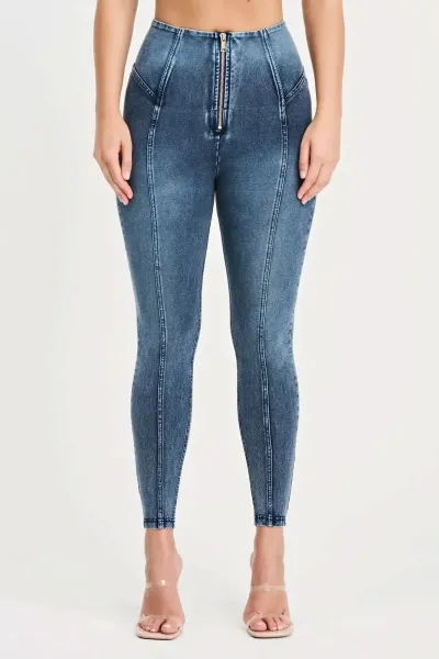 Freddy WRUP Denim with Feature Seam - High Waisted - 7/8 Length - Vintage Blue + Blue Stitching