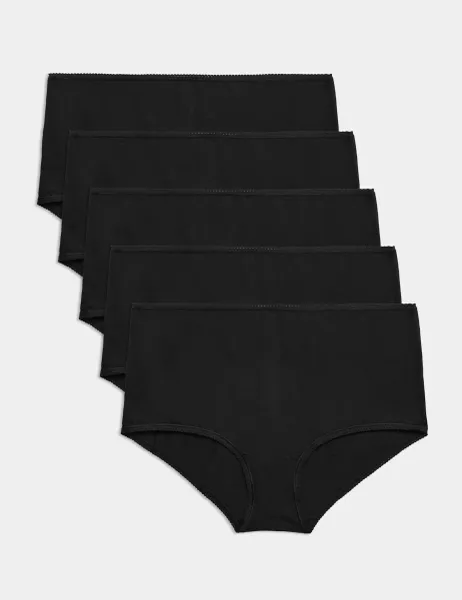 Marks & Spencer 5pk Cotton Lycra High Rise Shorts Black
