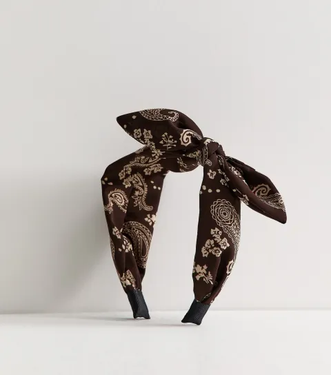 Brown Paisley Knot Bandana Headband