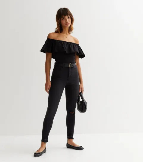 New Look Women's Black Ripped High Waist Hallie Super Skinny Jeans