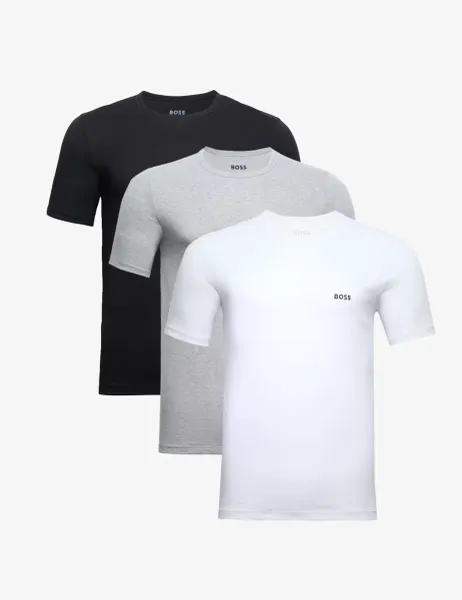 Boss 3 Pack Pure Cotton Crew Neck T-Shirts Black Mix