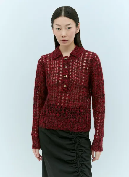 Mohair Lace Polo Sweater