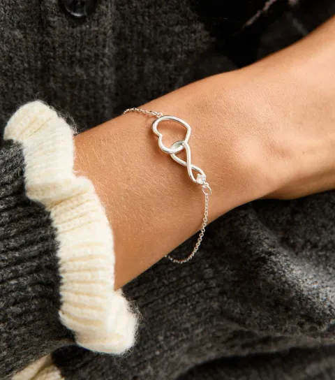 Silver Tone Infinity Heart Bracelet
