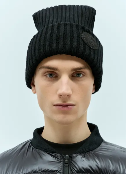 Logo Patch Wool Beanie Hat