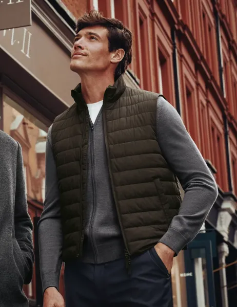 Quilted Textured Gilet Chocolate