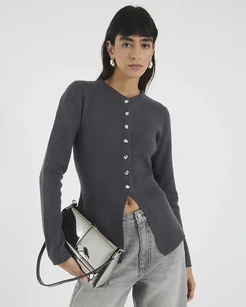 River Island Knitted Button Up Cardigan