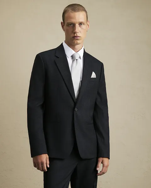 River Island Slim Fit Check Suit Jacket