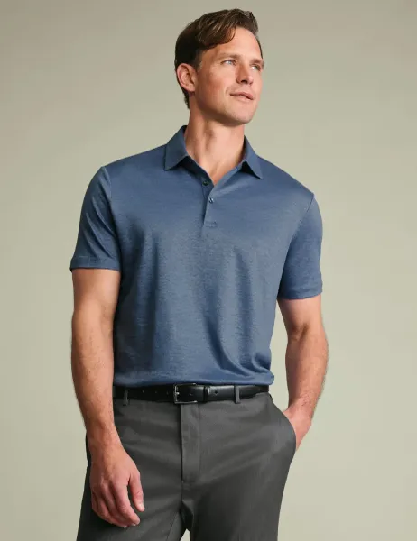 Charles Tyrwhitt Pure Linen Polo Shirt Blue Denim