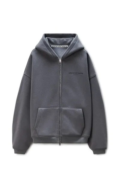 Grey Fleece Zip Hoodie