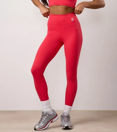 Women's Bright Pink Logo Print Leggings