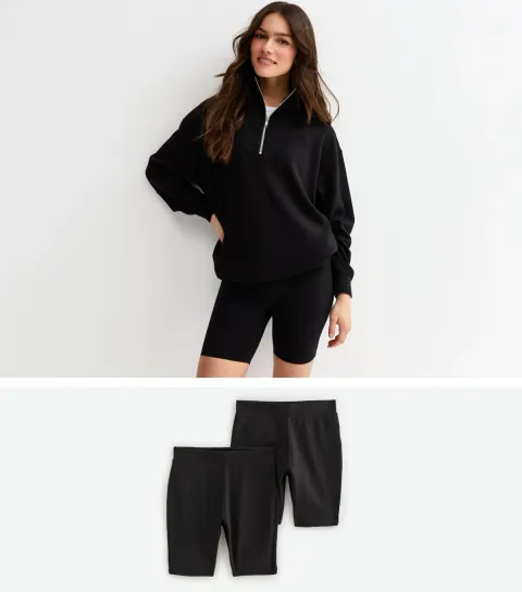 Women's Petite Pack Of 2 Stretch Cotton Cycling Shorts